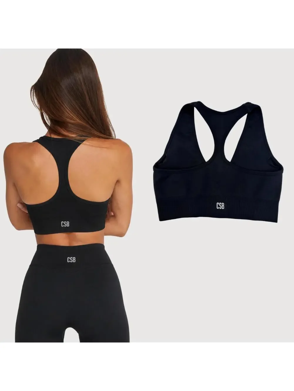 CSB Black Racerback Seamless Sports Bra